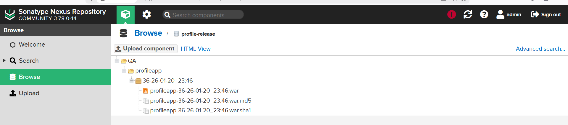 Nexus Repository – Uploaded Artifact