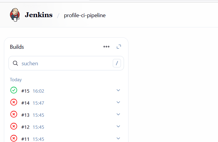 Jenkins Build Liste - späterer Build erfolgreich