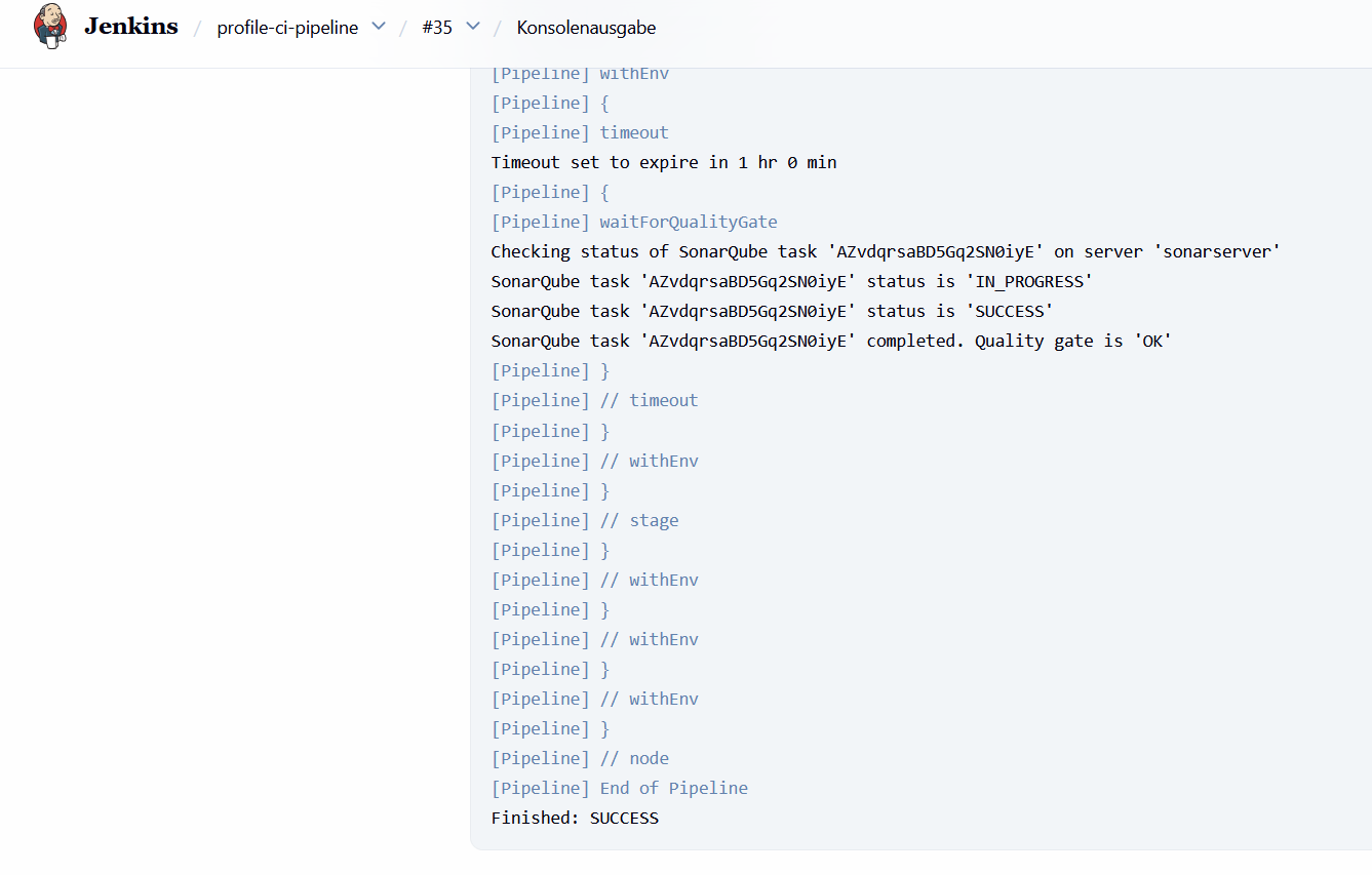 Jenkins Console Output – Sonar Analysis Success