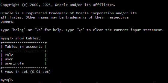 Ergebnis: RDS Import erfolgreich (SHOW TABLES / Import Output)